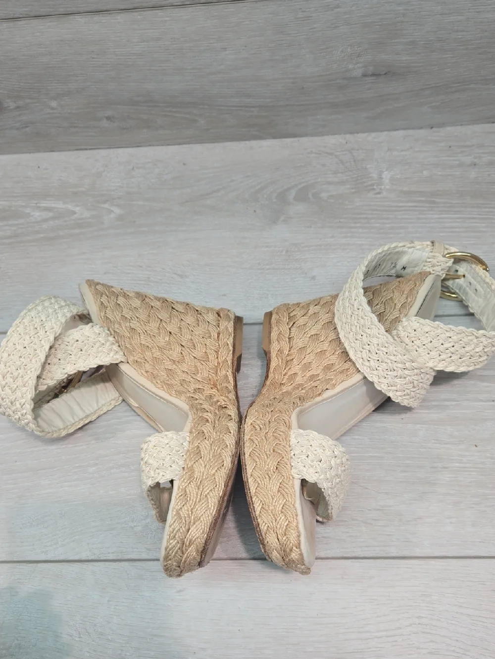 Stuart Weitzman Women Woven Espadrille Wedge Sandals Shoes Sz 7.5M - Picture 8 of 12